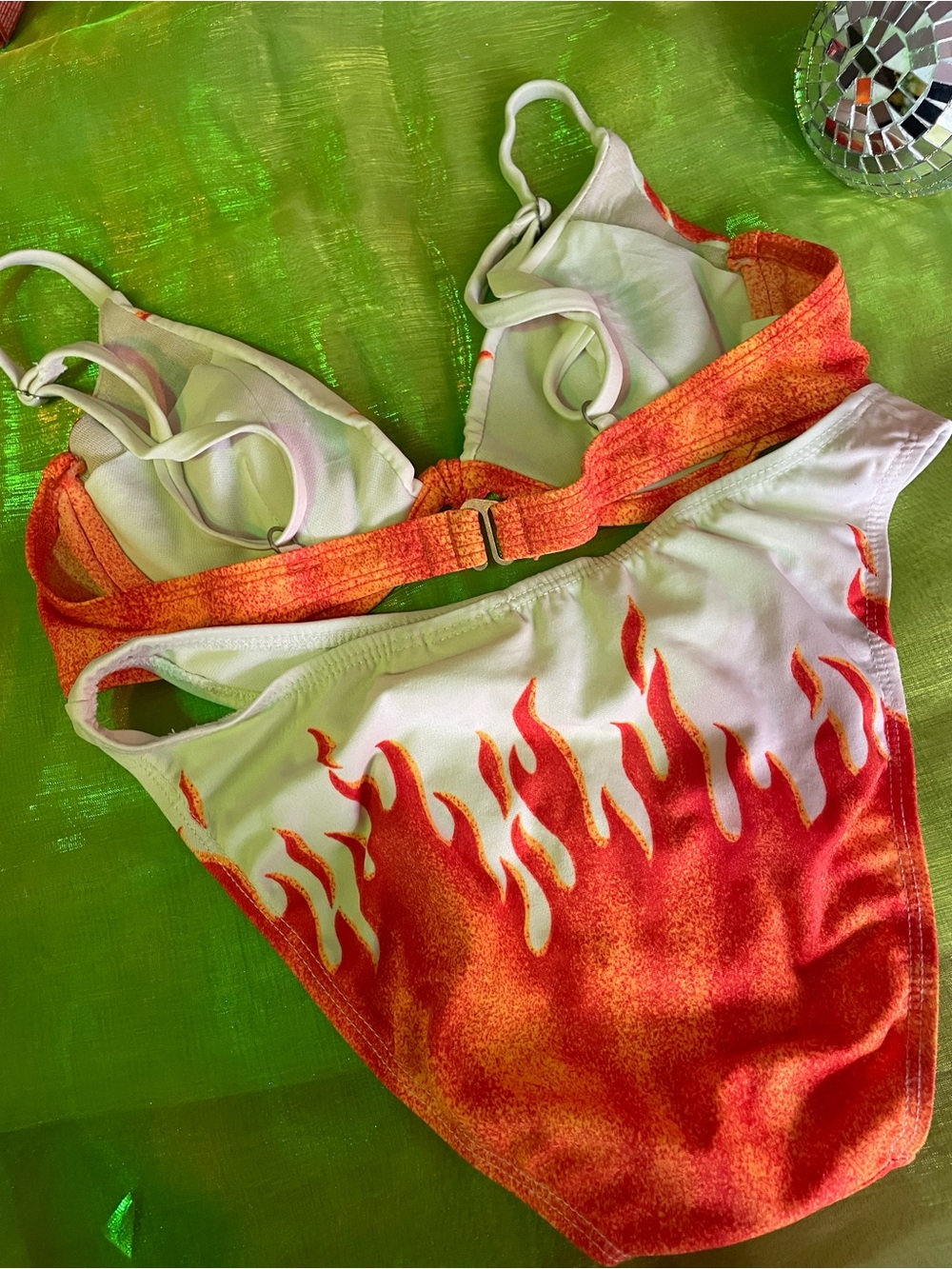 🔥 FLAME BIKINI 🔥 White & Orange Print Women's Bikini Set - Vibrant SEXY! - Picture 5 of 9